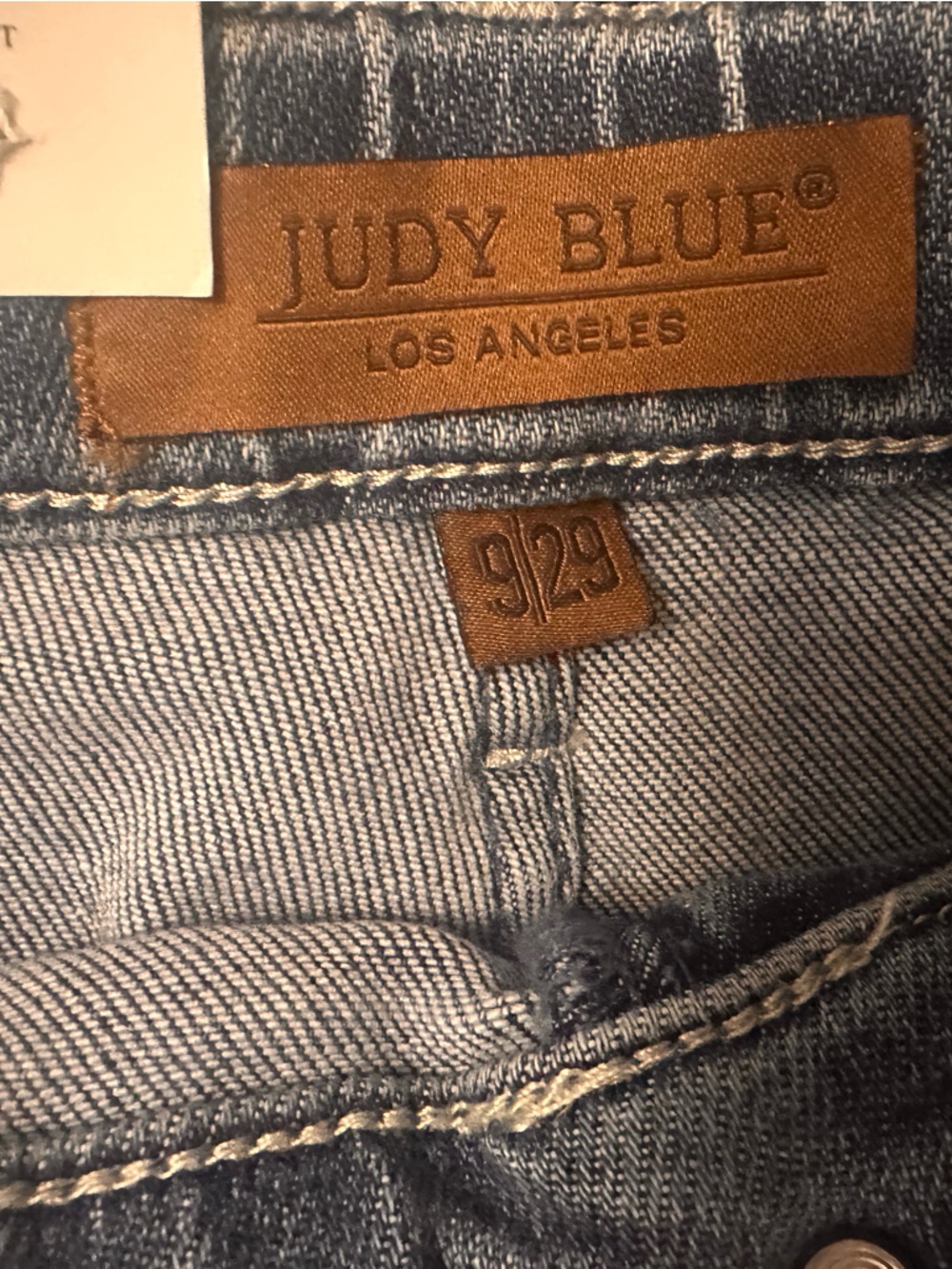 Judy Blue Medium Blue Denim Jogger with Cream Drawstring - Picture 4 of 4